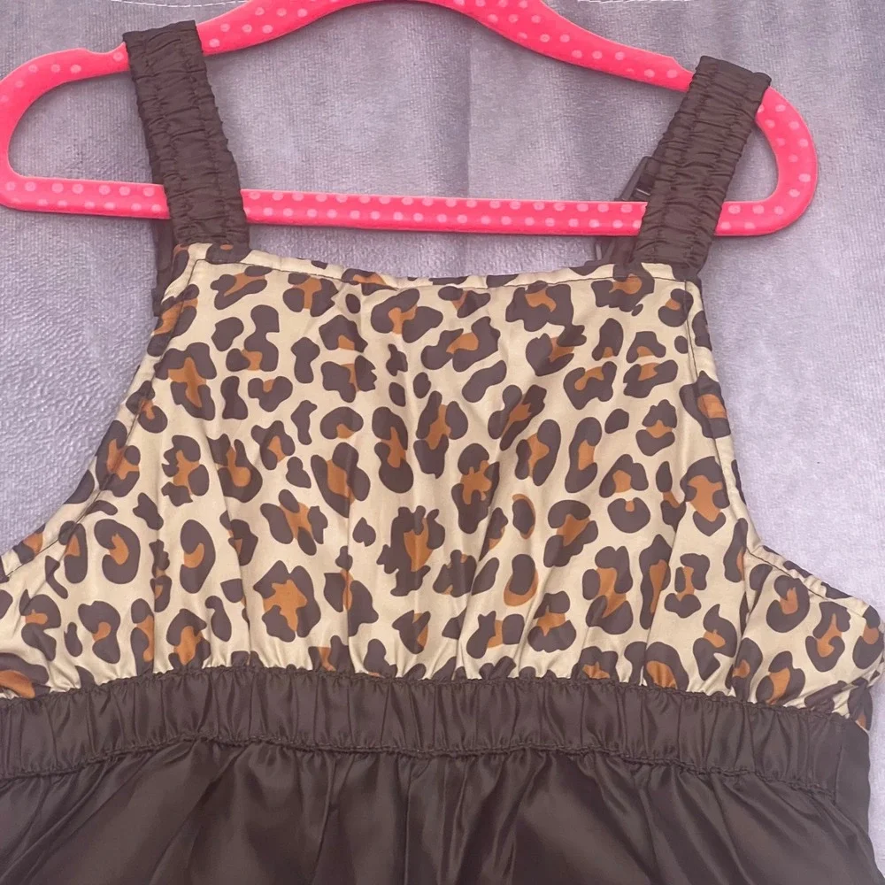 Carter's Snow Bibs Toddler 2T Brown Excellent Leopard Print Insulated Overalls
